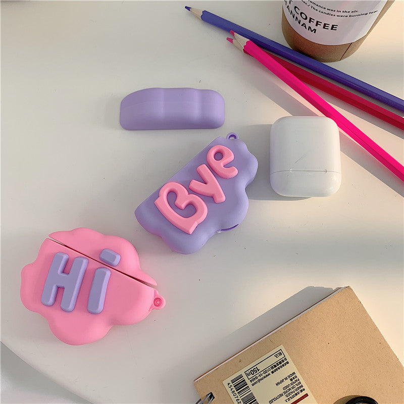 Air Pod 2 Case 3D HI BYE Cloud Letter Cartoon Soft Silicone Wireless Earphone Cases For Apple Air pods Case Cute Cover