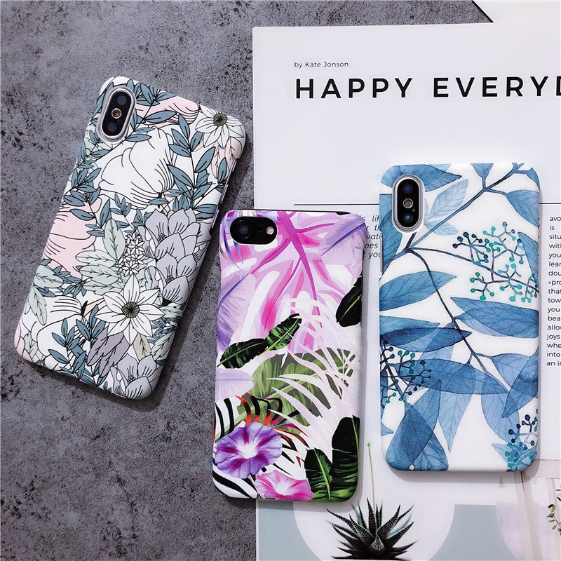 White leaf oil painting morning glory flower phone case