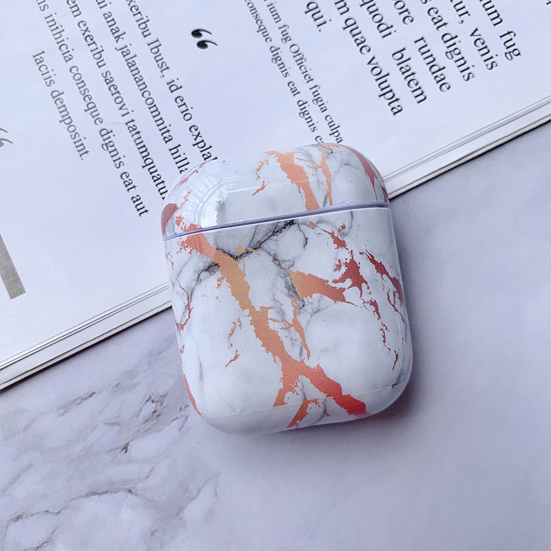 Compatible with Apple, White Marble Case for Air pods  Earphone Case