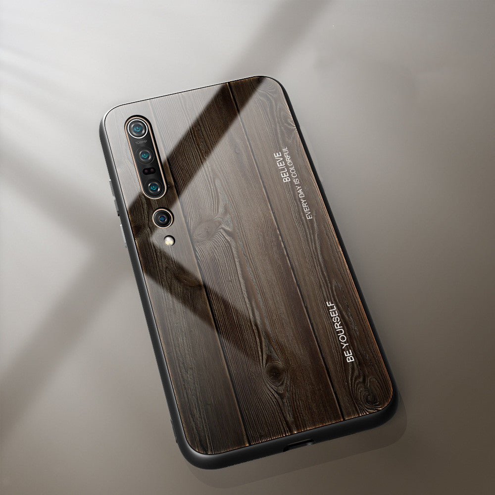 Wood grain glass phone case