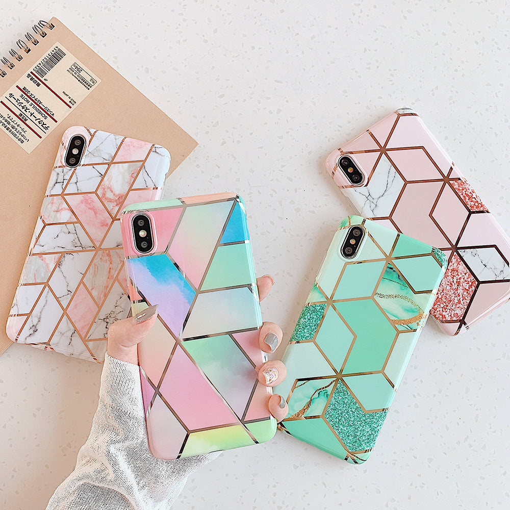 Compatible With  , Retro Geometric Marble Mobile Phone Case