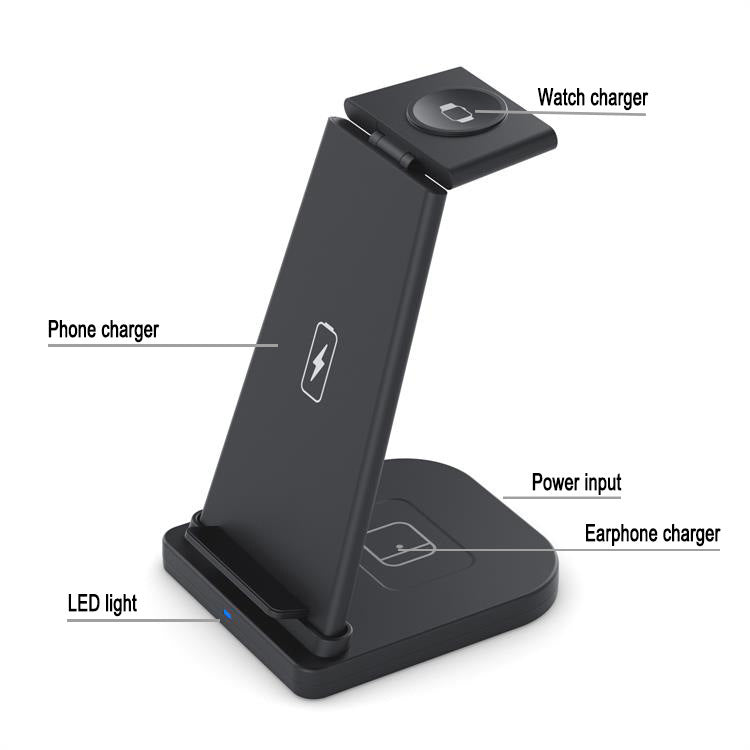 Versatile Foldable 3-In-1 Wireless Charger For Mobile Phone