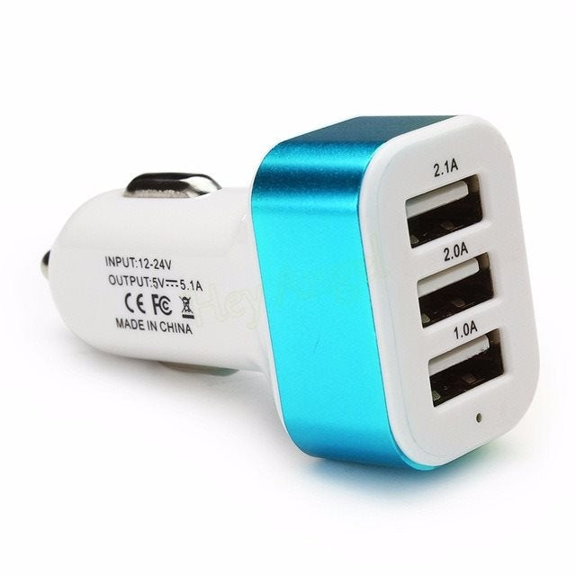 New 3USB car charger USB high-power universal car charger Square aluminum car charger