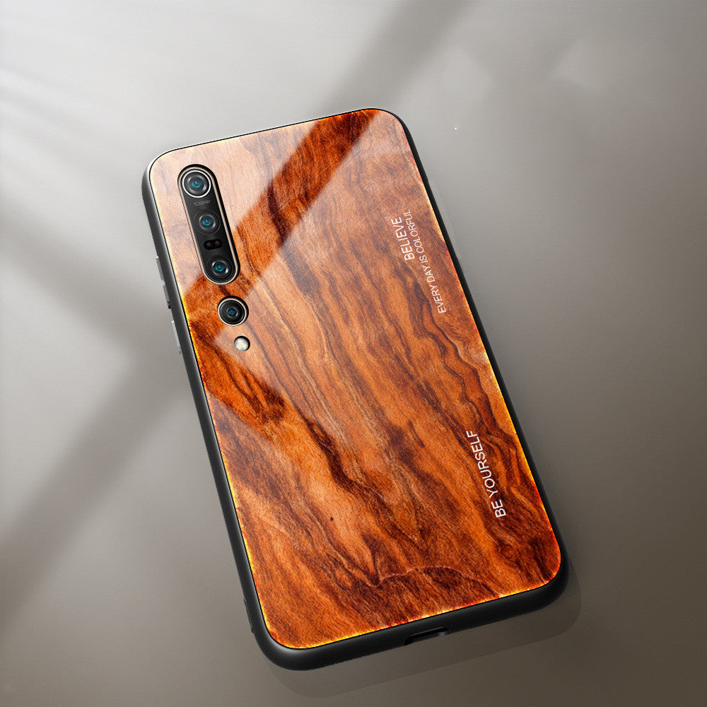 Wood grain glass phone case