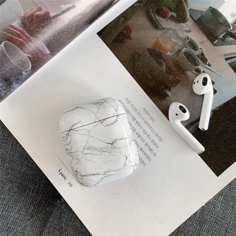 Compatible with Apple, White Marble Case for Air pods  Earphone Case