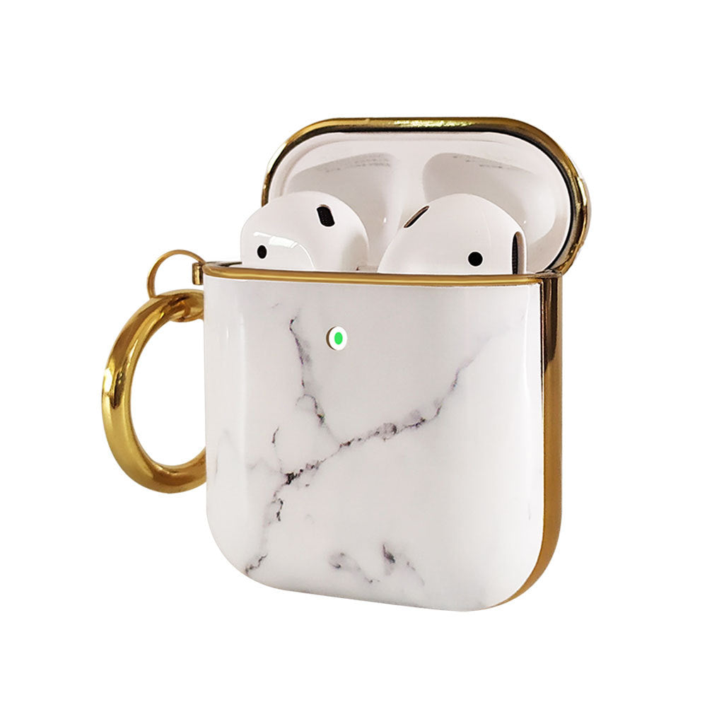 Compatible with Apple, Plating TPU Marble Pattern Soft Shell Air Pods Cover