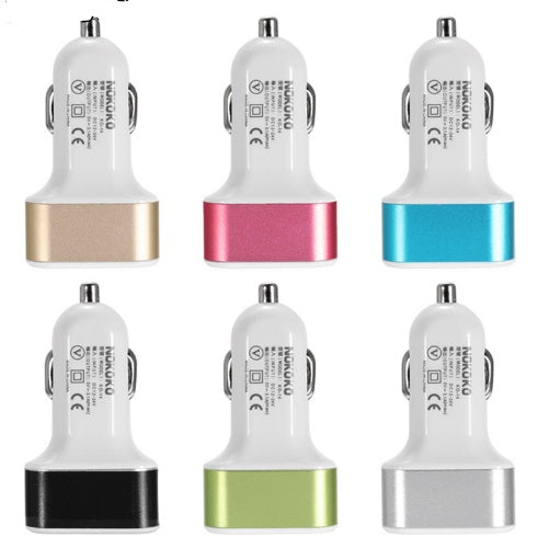 New 3USB car charger USB high-power universal car charger Square aluminum car charger