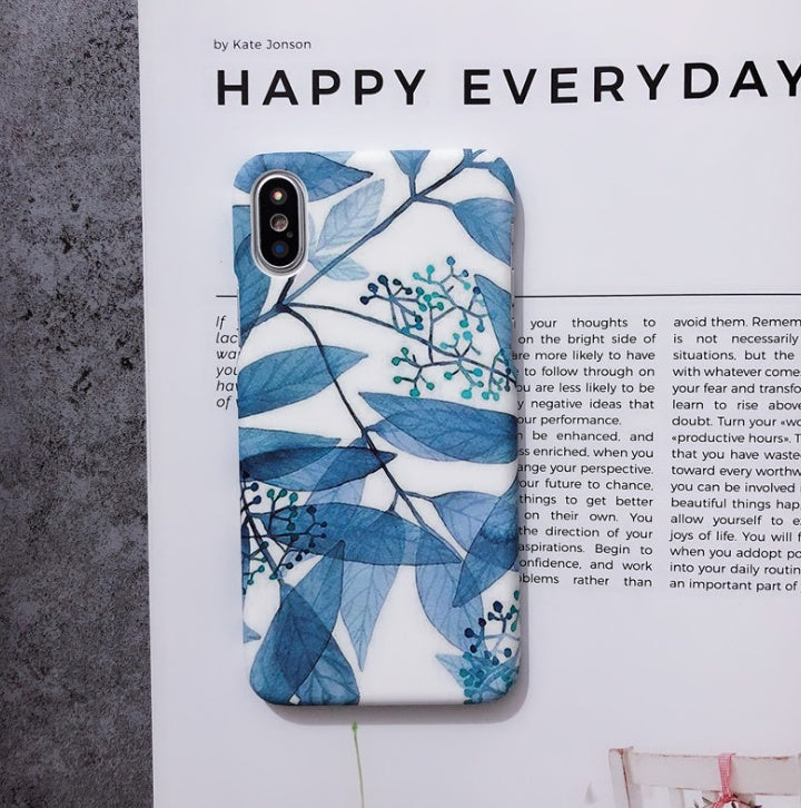 White leaf oil painting morning glory flower phone case