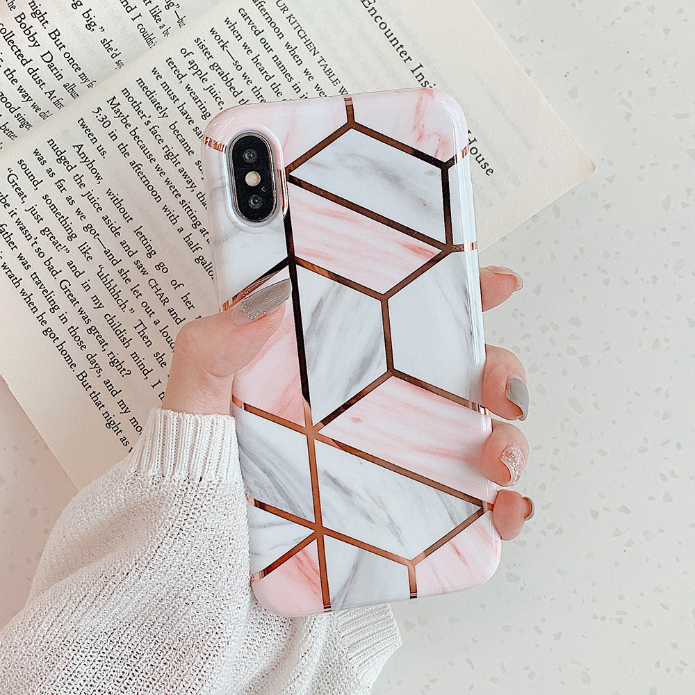 Compatible With  , Retro Geometric Marble Mobile Phone Case