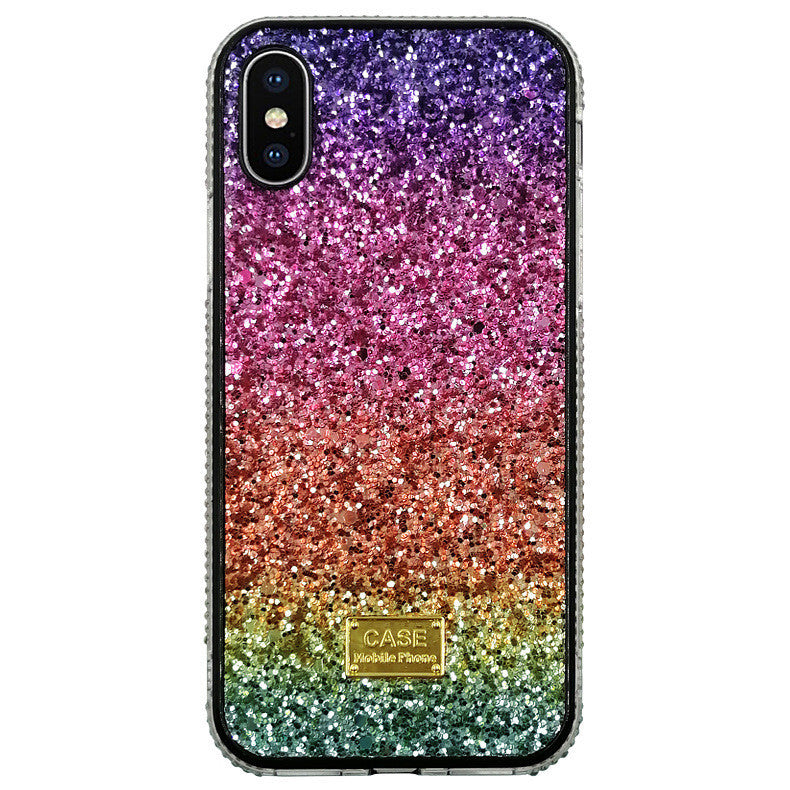 Rainbow Pasted Leather Diamond Mobile Phone Case