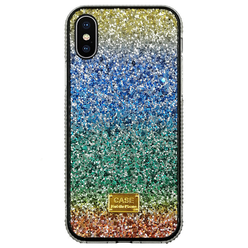 Rainbow Pasted Leather Diamond Mobile Phone Case