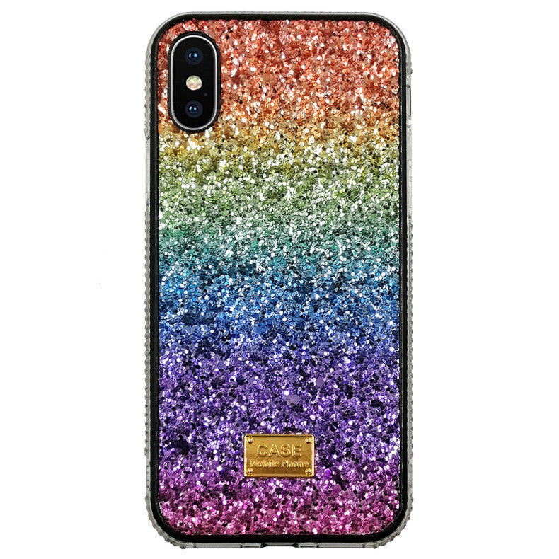 Rainbow Pasted Leather Diamond Mobile Phone Case