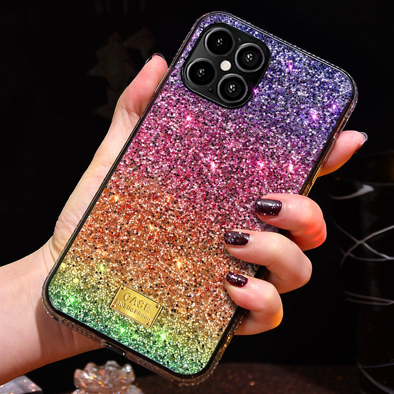 Rainbow Pasted Leather Diamond Mobile Phone Case