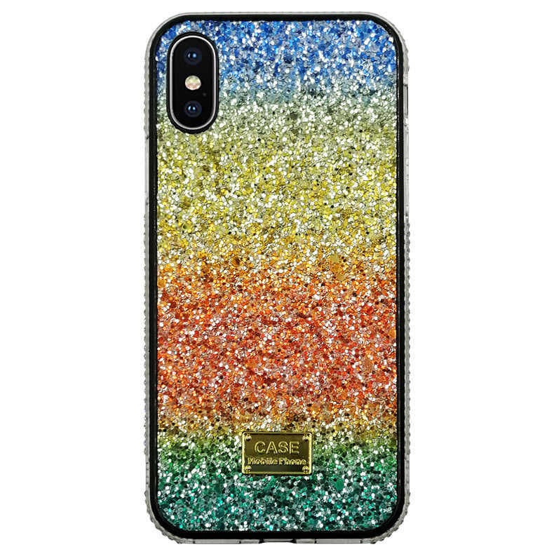 Rainbow Pasted Leather Diamond Mobile Phone Case