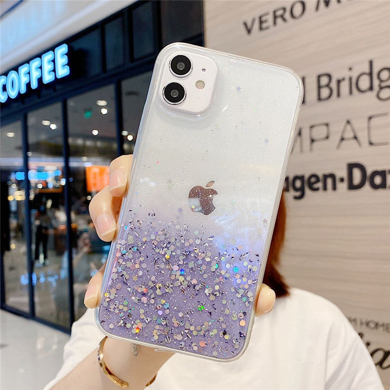 Compatible with Apple, Simple And Suitable For 11 Mobile Phone Case IPhone12 11pro Transparent Glitter