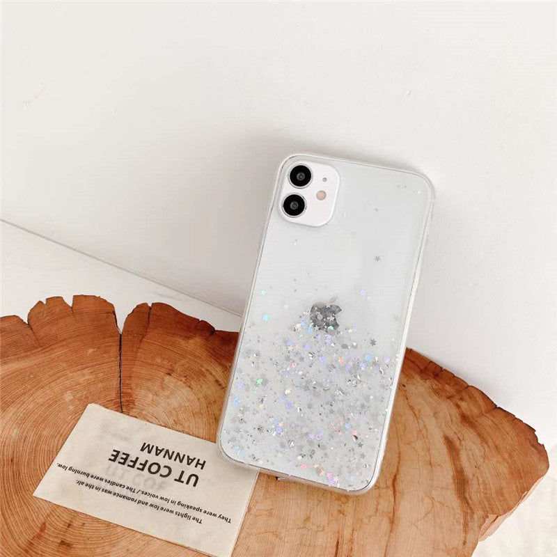 Compatible with Apple, Simple And Suitable For 11 Mobile Phone Case IPhone12 11pro Transparent Glitter