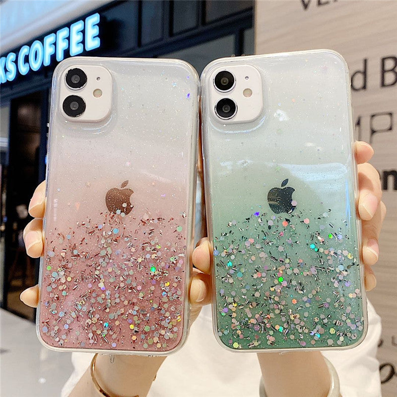 Compatible with Apple, Simple And Suitable For 11 Mobile Phone Case IPhone12 11pro Transparent Glitter