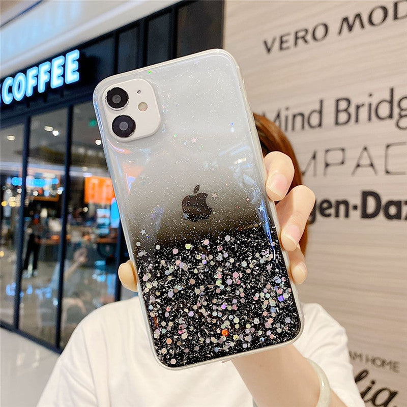 Compatible with Apple, Simple And Suitable For 11 Mobile Phone Case IPhone12 11pro Transparent Glitter