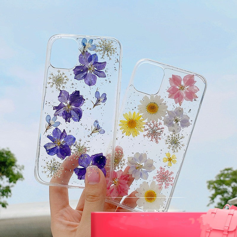 Daisy Phone Case Real Flower Protective Cover