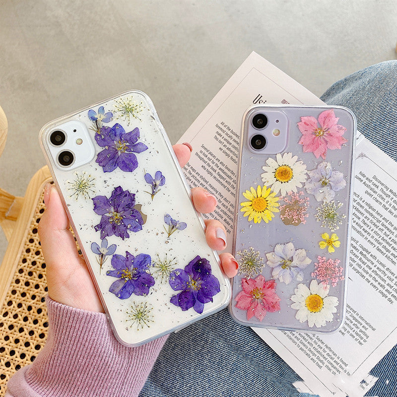 Daisy Phone Case Real Flower Protective Cover