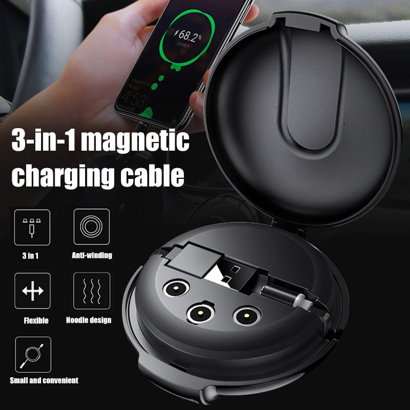 3-in-1 Magnetic Retractable Style Charger Portable Multifunctional Car Holder Mobile Phone Bracket