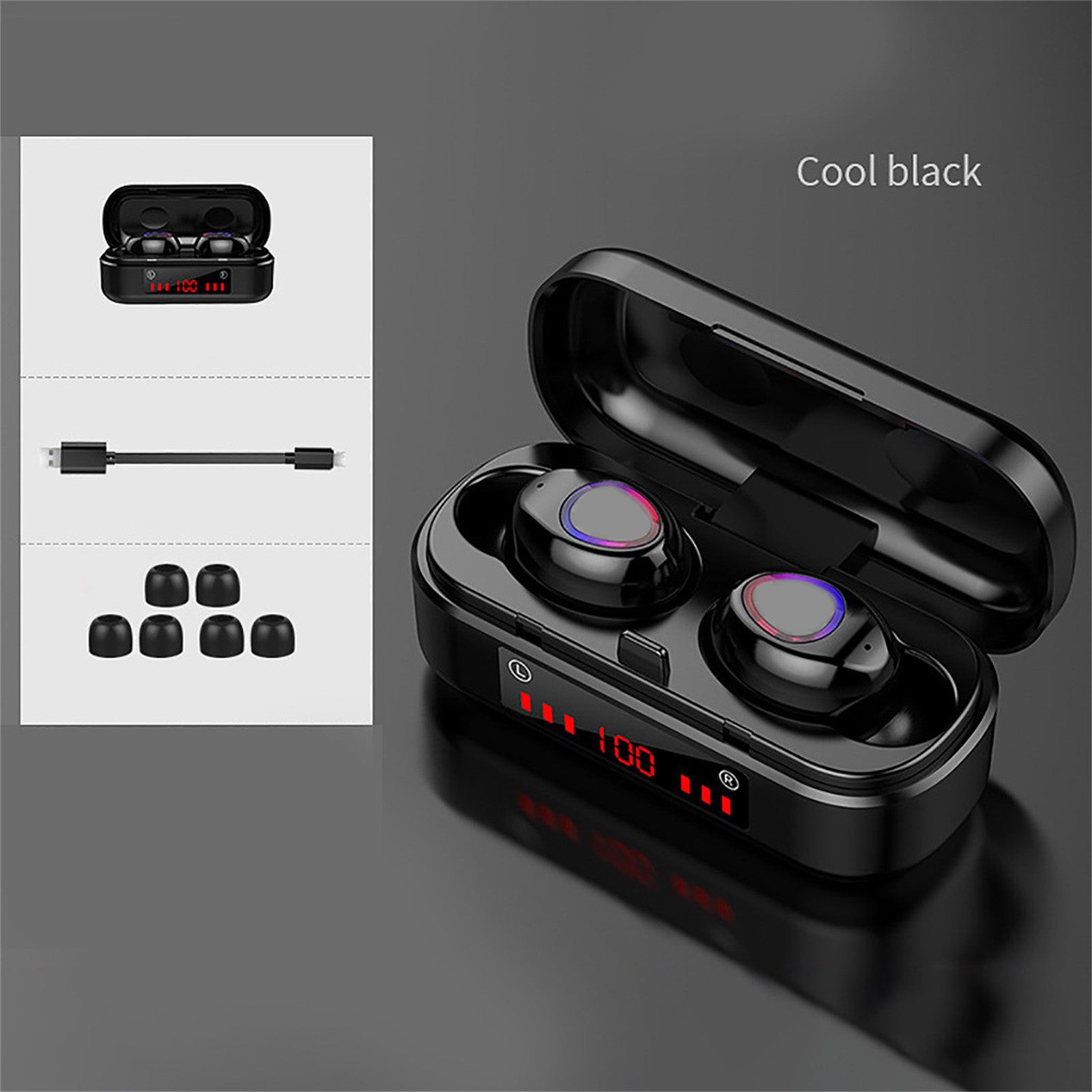 Wireless Bluetooth Touch Headset Mini Binaural Cross Border Tws Battery Display 5.0