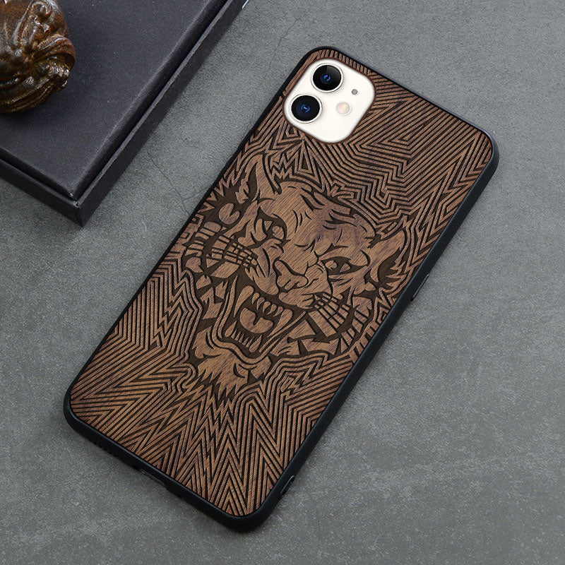 New Product Max Wooden Mobile Phone Case Retro Apple 12mini Anti-fall Protective Cover Creative Application