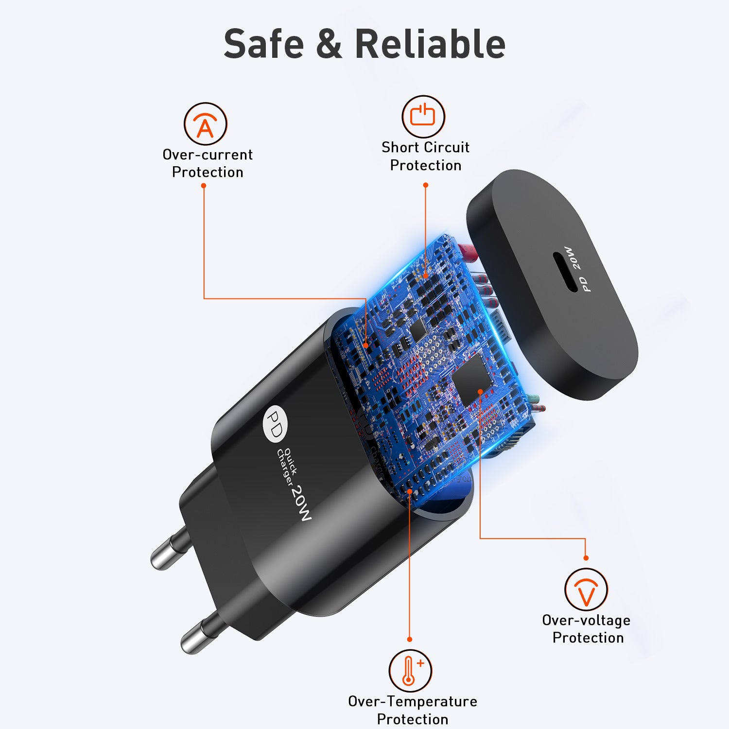 PD20W Mobile Phone Charger 9V-2.2A Type-c Interface 20W Fast Charge Charging Head