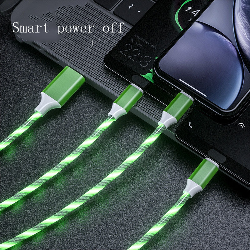 3 In 1 Micro USB type C cable LED flowing light type C-Fast Charging Cable /Mobile Phone Charging Wire