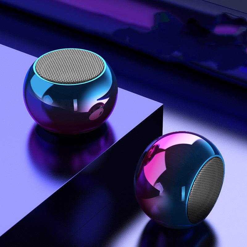 Mini Speakers-M3 Colorful Wireless Speakers 3D Mini Electroplating Round Steel Cannon Bluetooth Speaker Radio Support U Disk Subwoofer