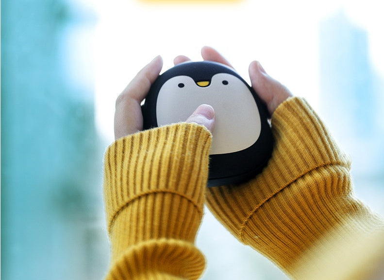 Cute Cartoon Penguin Polar Bear Electric Hand Warmers USB Rechargeable Double-Side Heating Pocket Power Bank Warmer