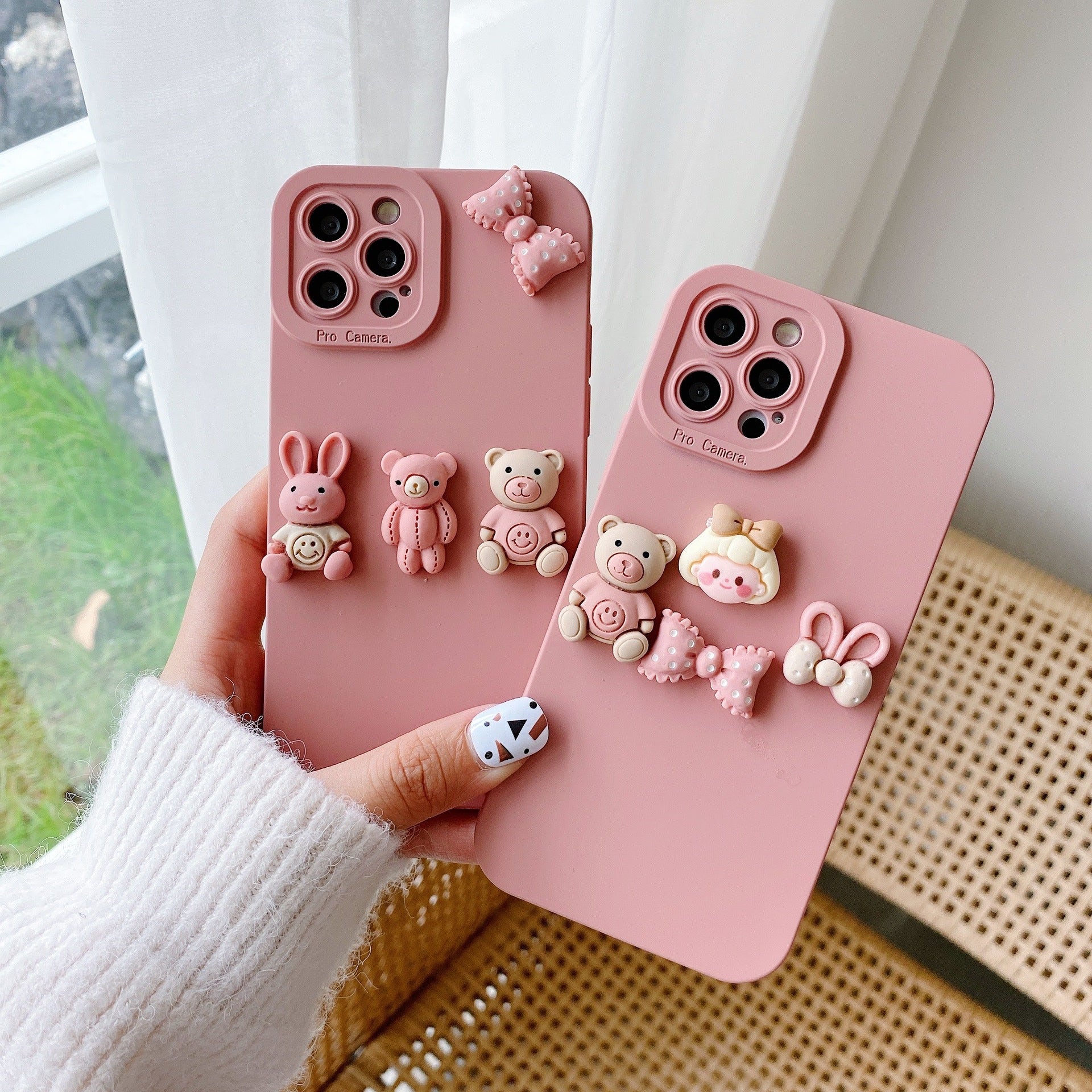 Women's Fashion Three-dimensional Doll Bear Decorative Phone Case Protective Cover