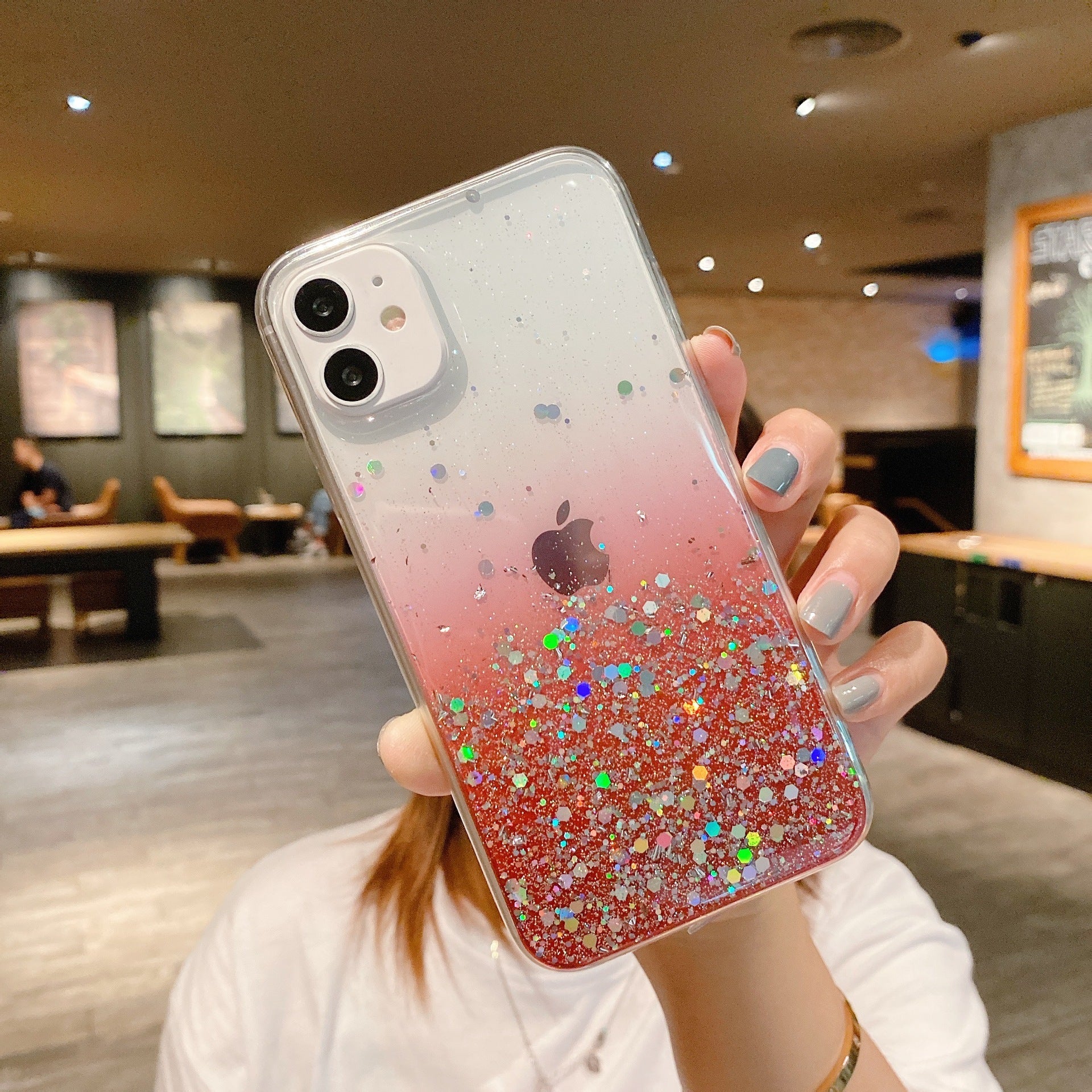 Compatible with Apple, Simple And Suitable For 11 Mobile Phone Case IPhone12 11pro Transparent Glitter