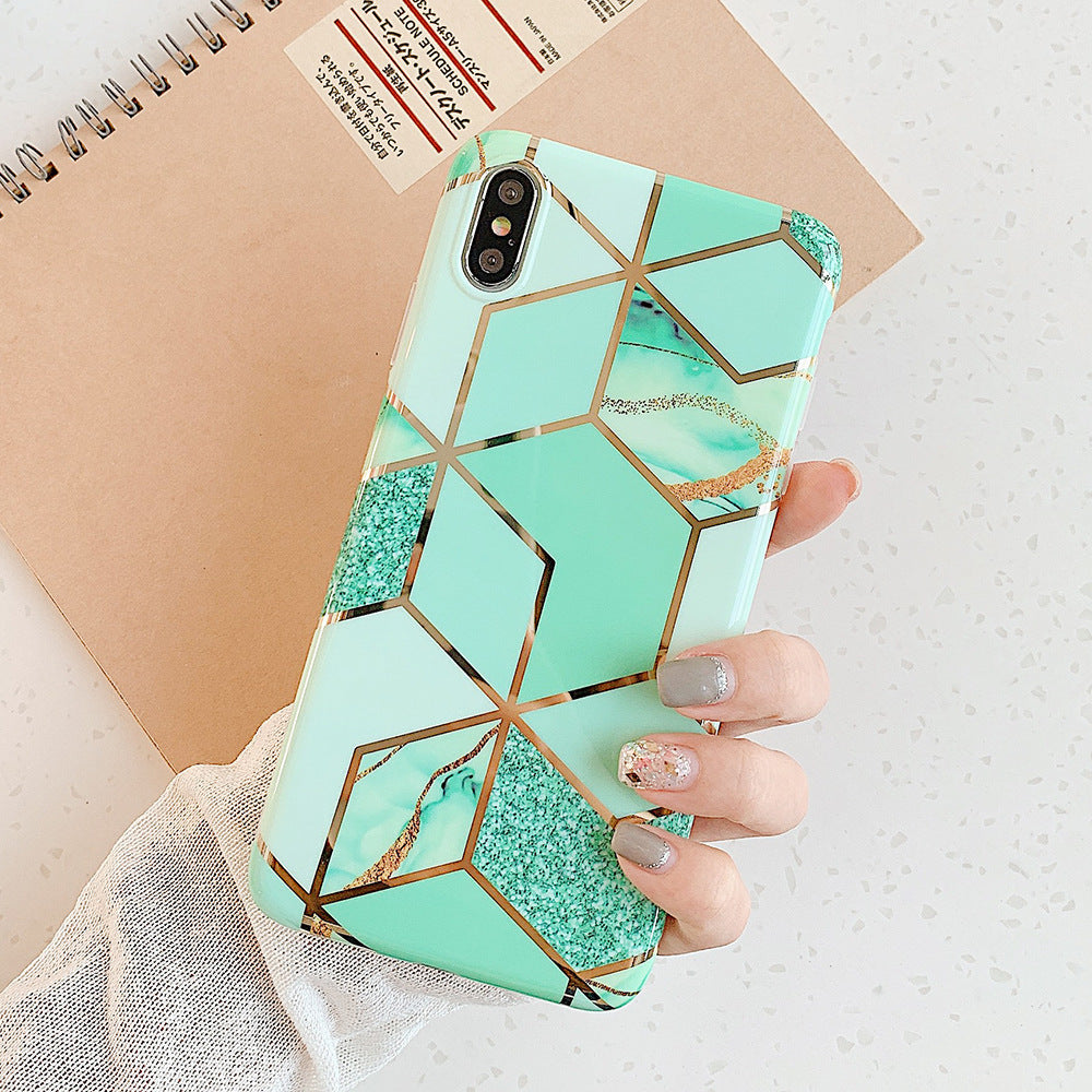 Compatible With  , Retro Geometric Marble Mobile Phone Case