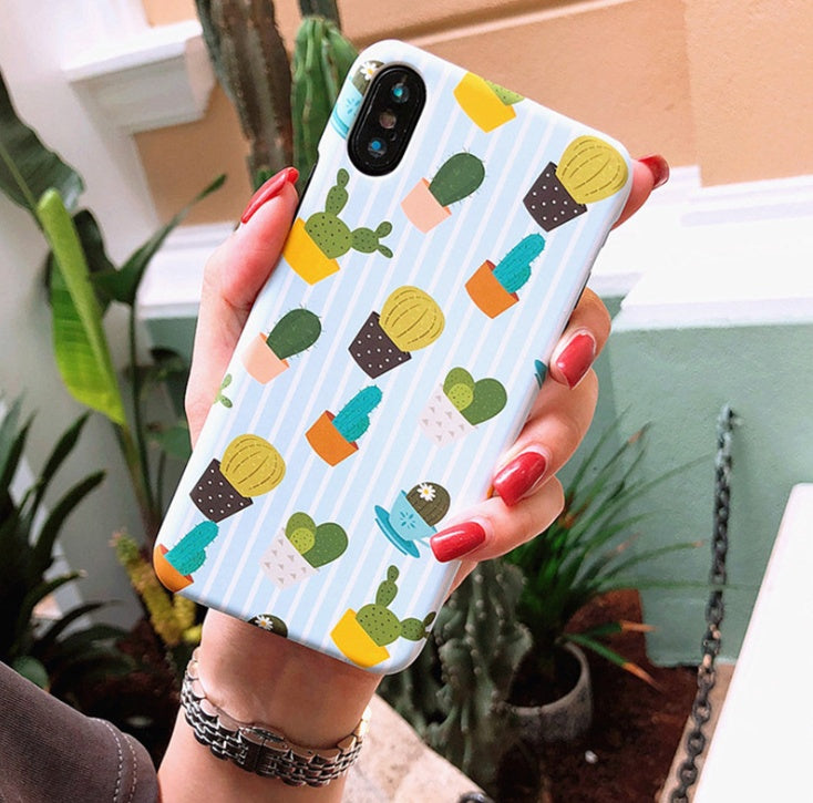 USLION Green Cactus Case For I  Plus Flower Cartoon Animal Phone Cases For  Matte Hard PC Back Cover