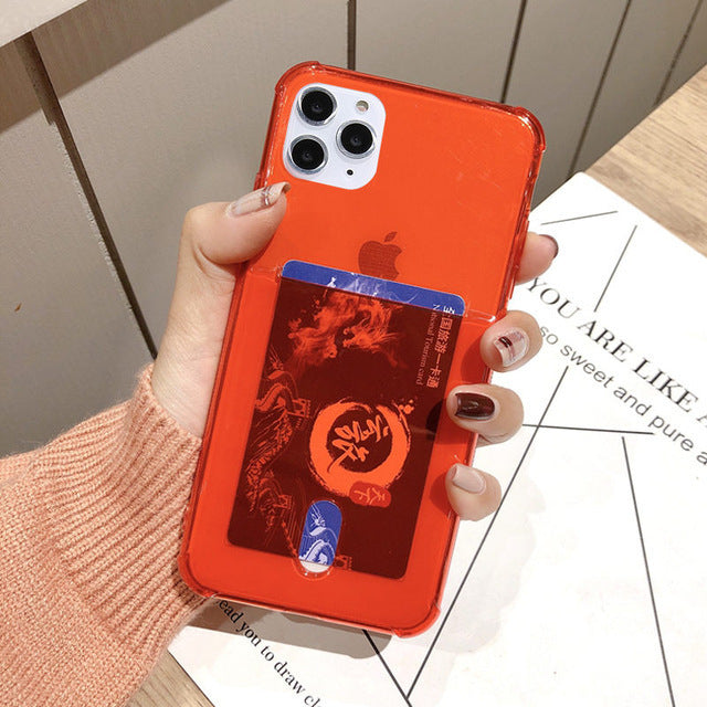 Compatible with Apple , Transparent card holder phone case