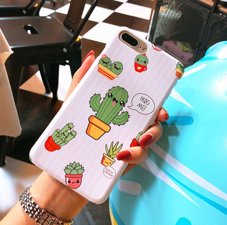 USLION Green Cactus Case For I  Plus Flower Cartoon Animal Phone Cases For  Matte Hard PC Back Cover