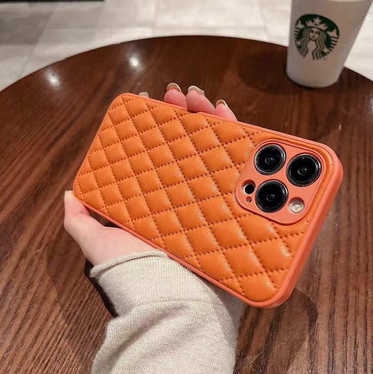 Suitable Phone Case Rhomboid Soft Leather Case