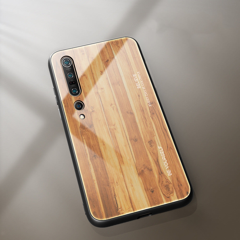 Wood grain glass phone case