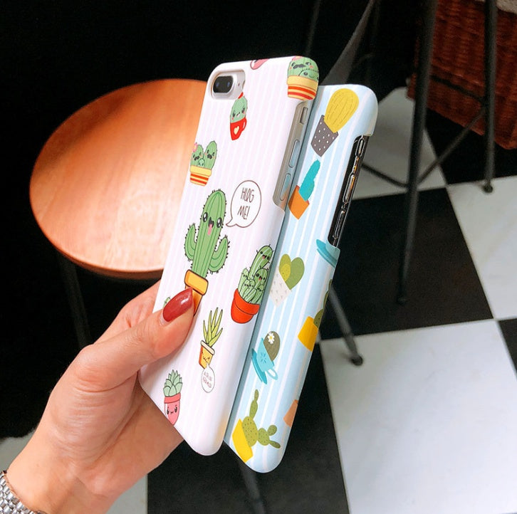 USLION Green Cactus Case For I  Plus Flower Cartoon Animal Phone Cases For  Matte Hard PC Back Cover