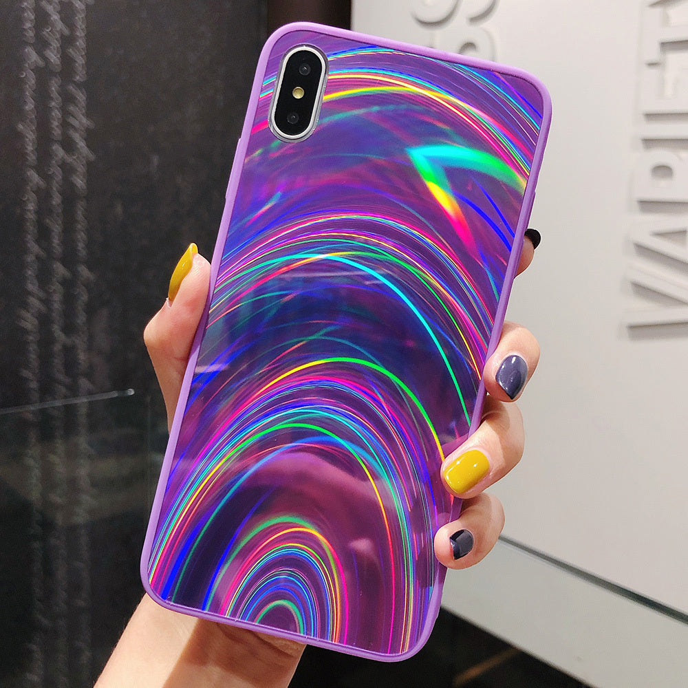 3D Rainbow Glitter Gradient Back Cover Case