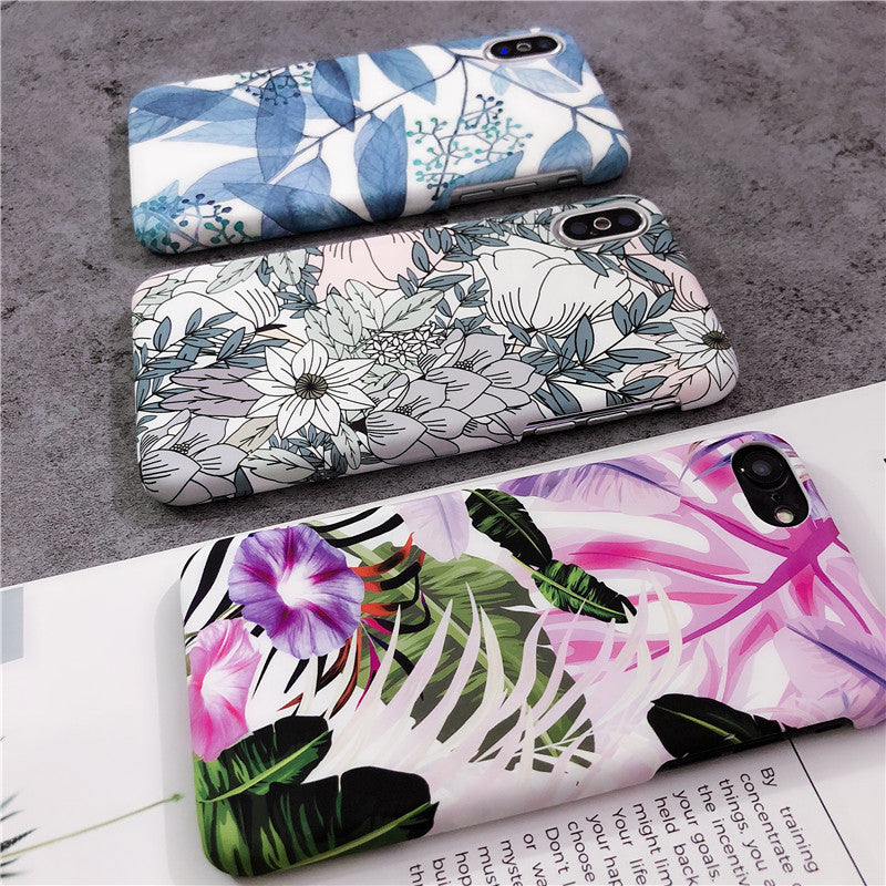 White leaf oil painting morning glory flower phone case