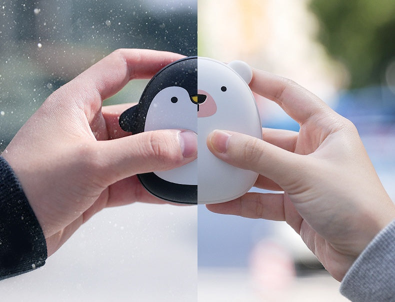 Cute Cartoon Penguin Polar Bear Electric Hand Warmers USB Rechargeable Double-Side Heating Pocket Power Bank Warmer