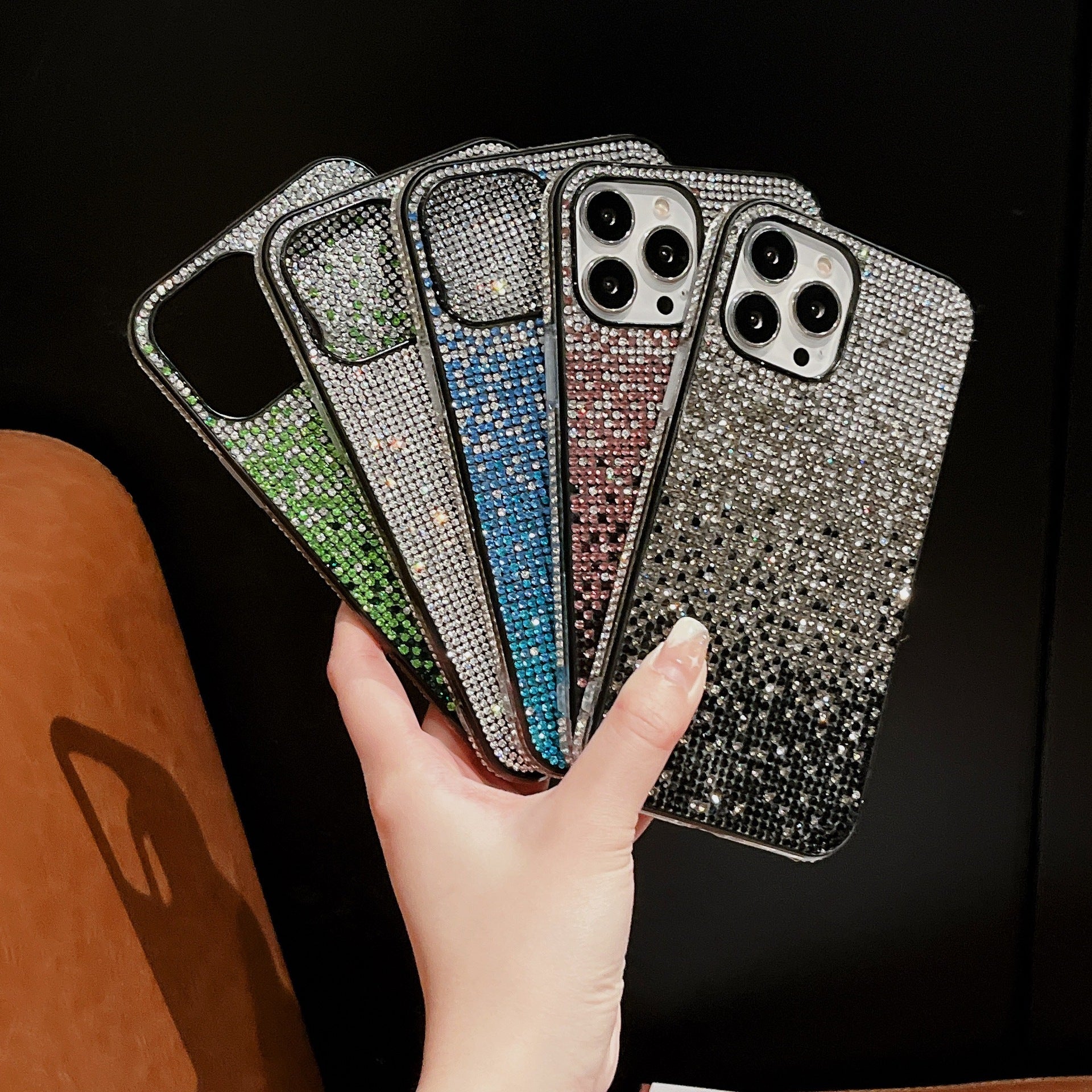 Rainbow Pasted Leather Diamond Mobile Phone Case