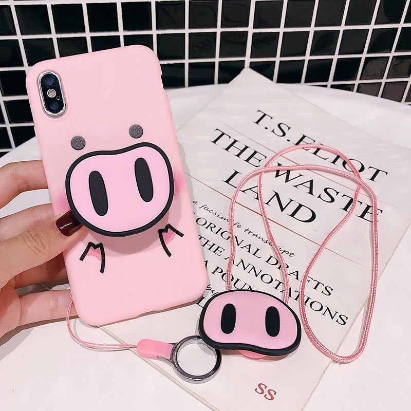 Funny Cartoon Pig Case For  X XS Max XR Case For7 6s 8 8 Plus Cute Cover Nose Soft Back Cases Animal