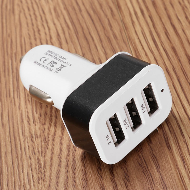 New 3USB car charger USB high-power universal car charger Square aluminum car charger