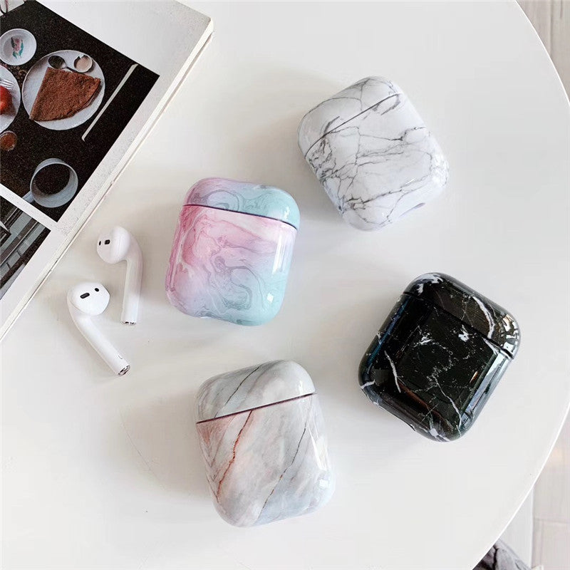 Compatible with Apple, White Marble Case for Air pods  Earphone Case