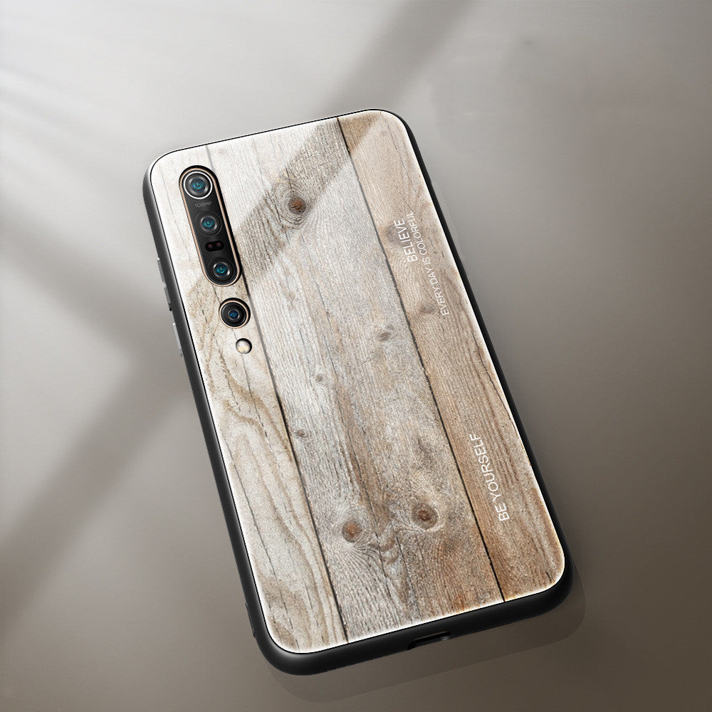 Wood grain glass phone case