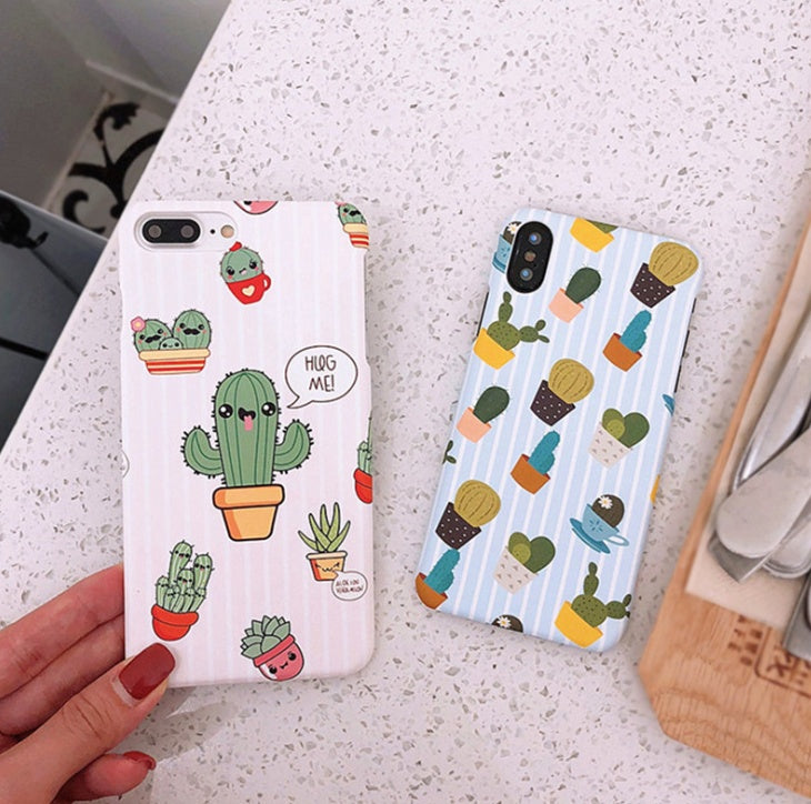 USLION Green Cactus Case For I  Plus Flower Cartoon Animal Phone Cases For  Matte Hard PC Back Cover