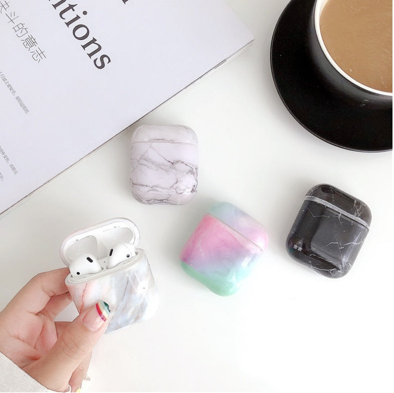 Compatible with Apple, White Marble Case for Air pods  Earphone Case